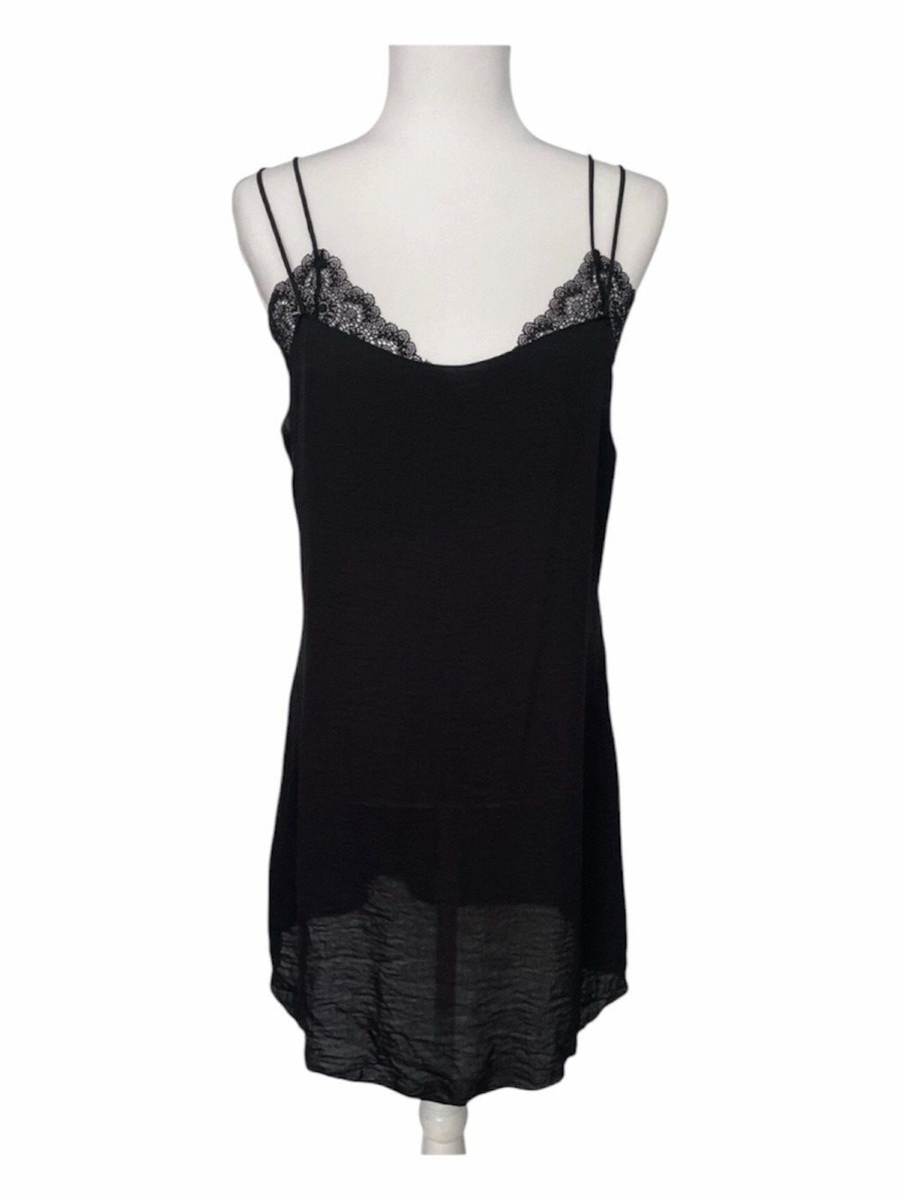 Intimately Free People Black Sheer Lace Bodice Mini Slip Dress Size Medium